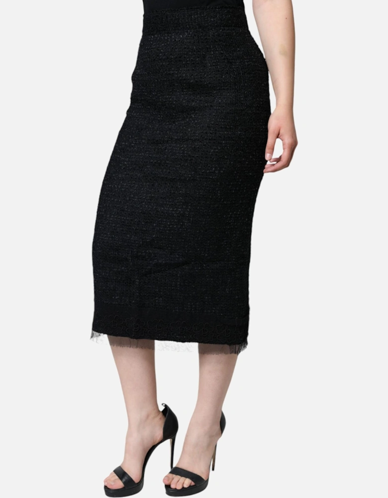 High Waist Midi Pencil Skirt with Zipper Closure Women - Black