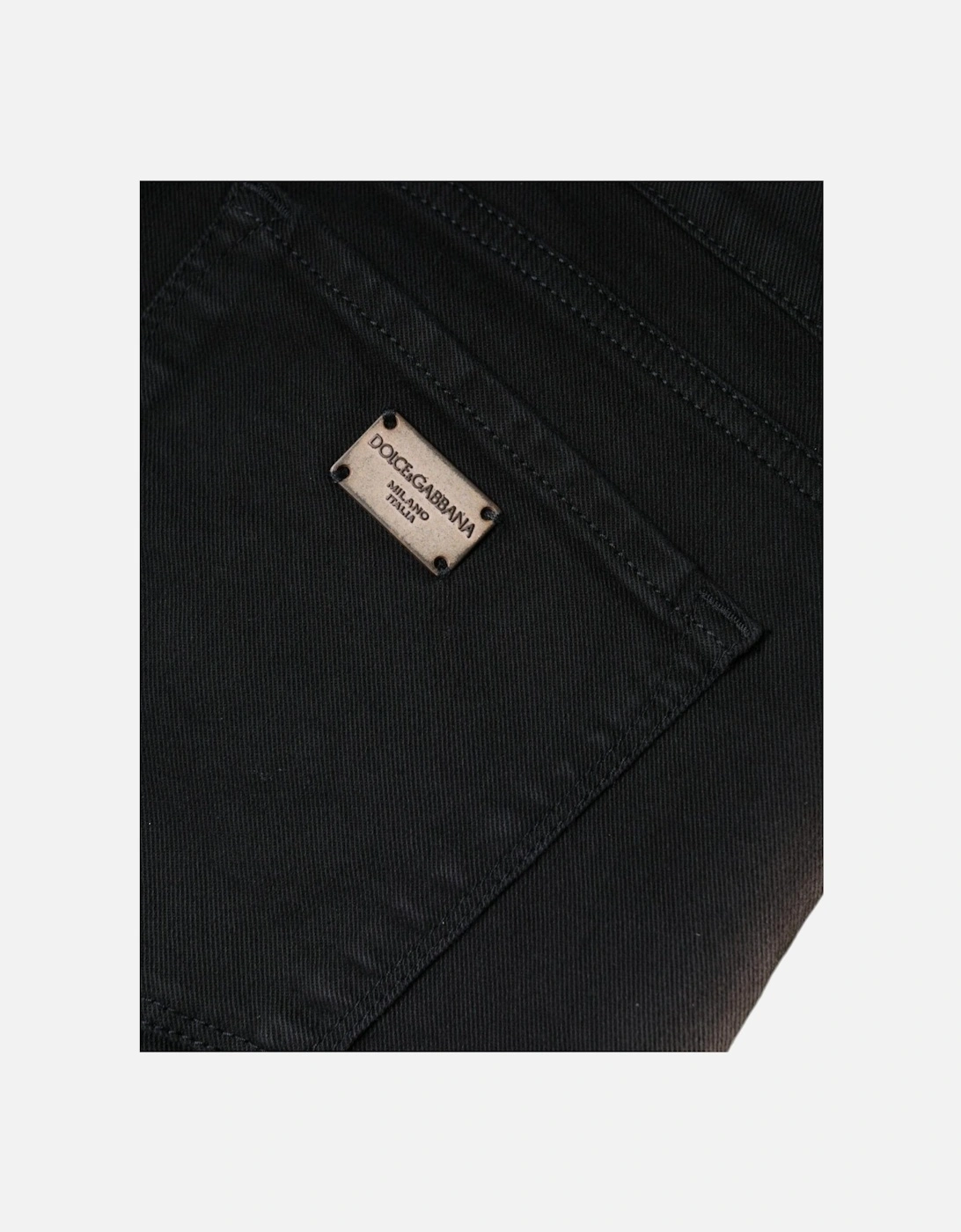 Mid Waist Skinny Jeans with Logo Details Women - Black Jeans