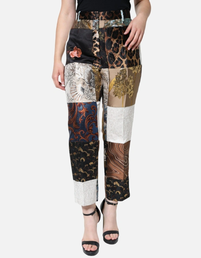 Patchwork High Waisted Tapered Pants Women - Multicolor Jeans