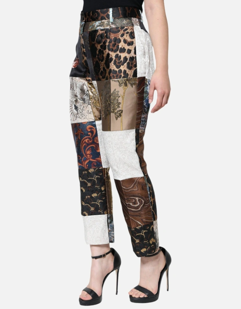 Patchwork High Waisted Tapered Pants Women - Multicolor Jeans