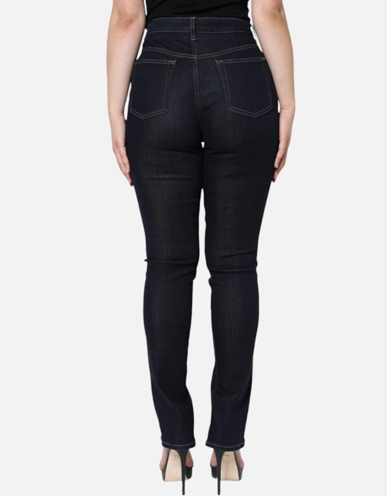 Mid Waist Skinny Jeans with Logo Details Women - Black Jeans