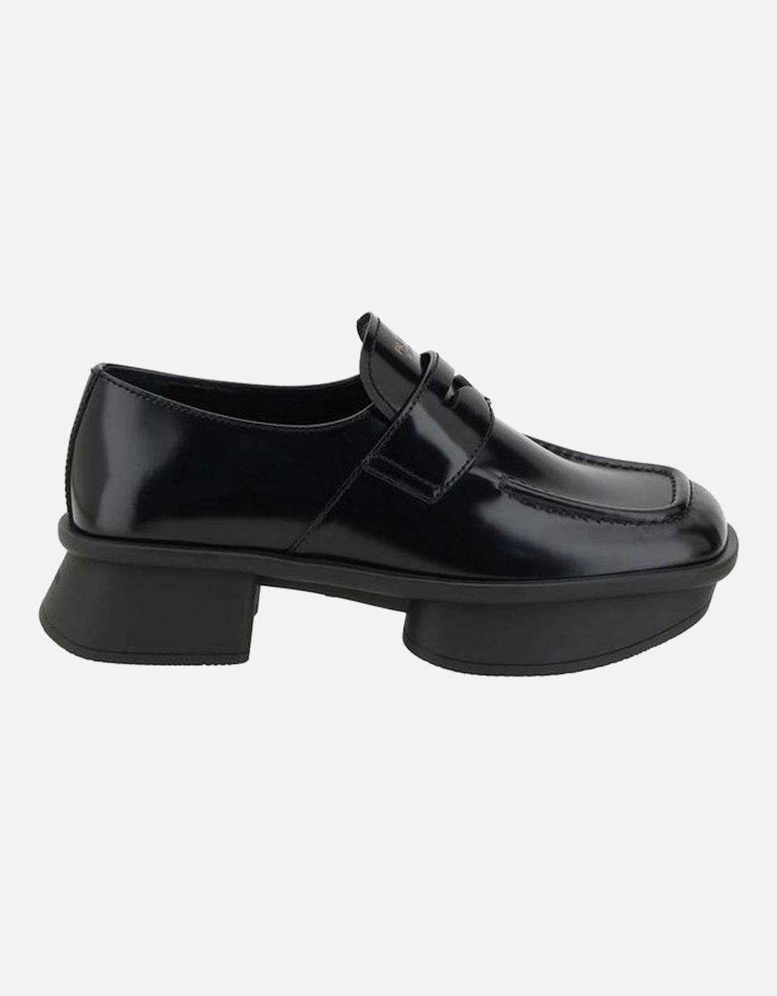 Leather Square Toe Loafers with Contrasting Logo Label Women - Black, 5 of 4