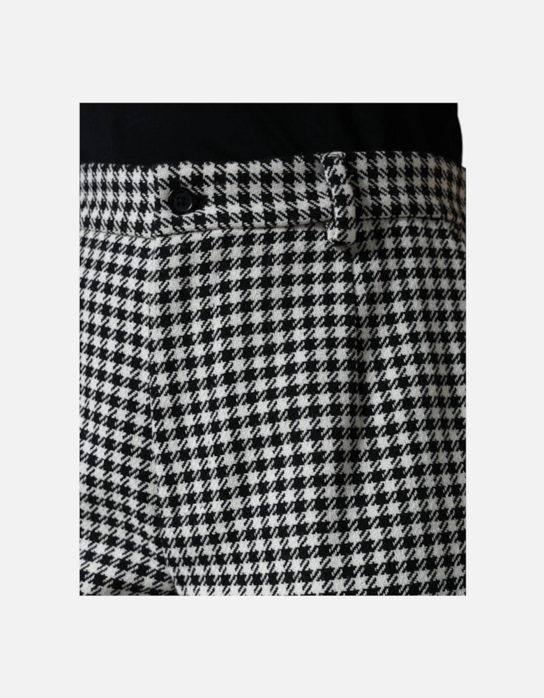 Mid Waist Houndstooth Pants with Zipper Closure Women - Black And