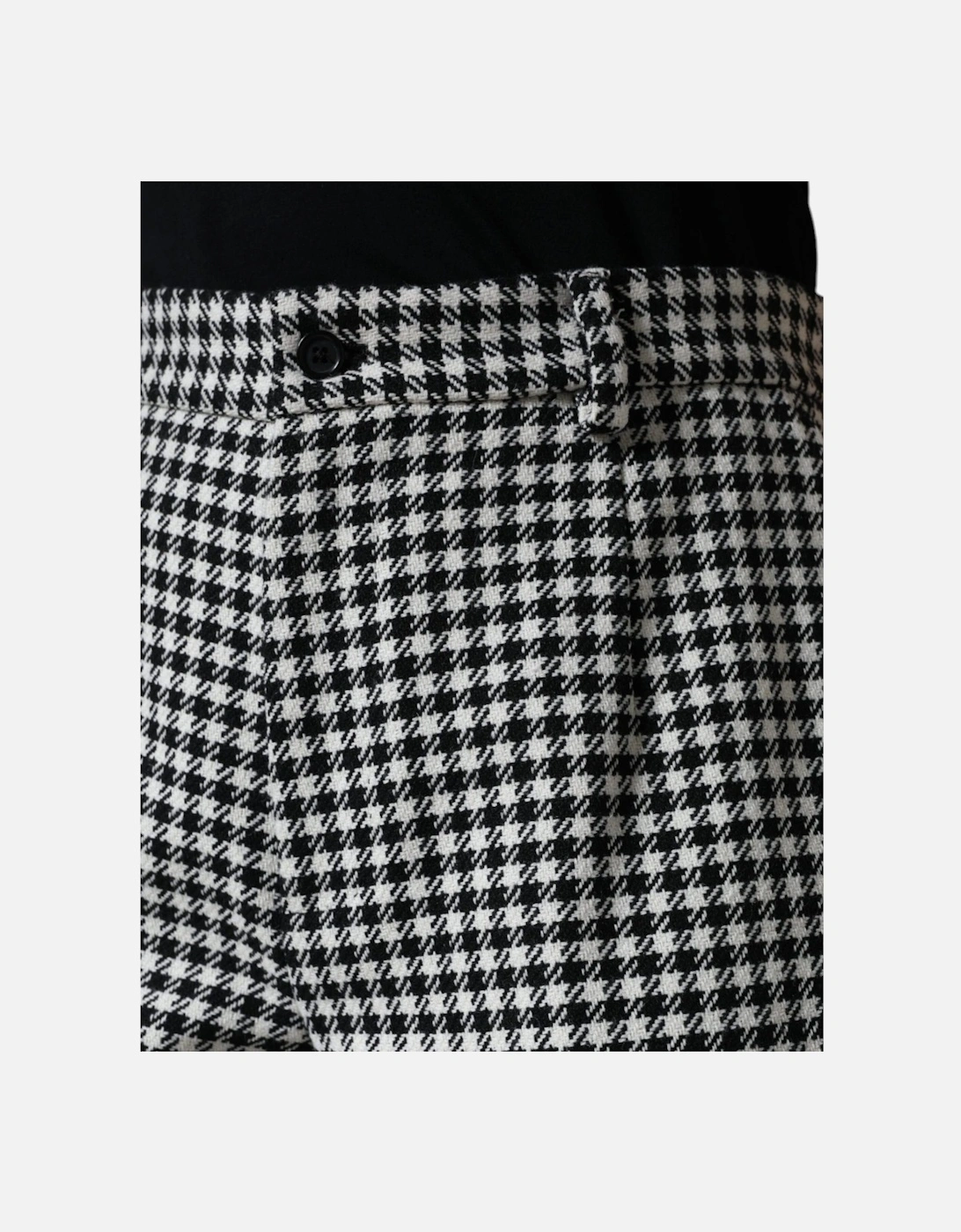 Mid Waist Houndstooth Pants with Zipper Closure Women - Black And