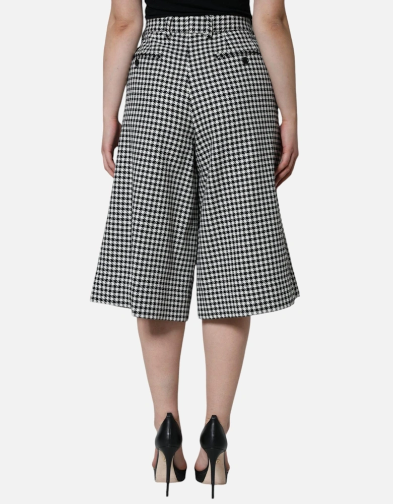 Mid Waist Houndstooth Pants with Zipper Closure Women - Black And