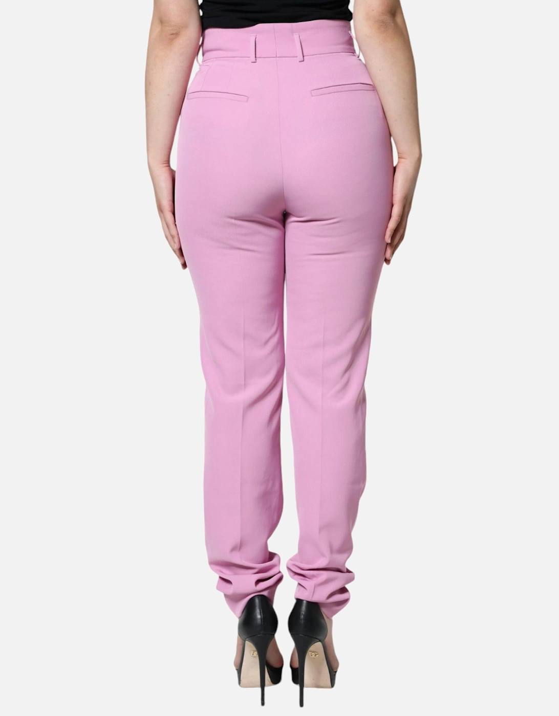 High Waist Tapered Pants with Logo Details Women - Pink Jeans