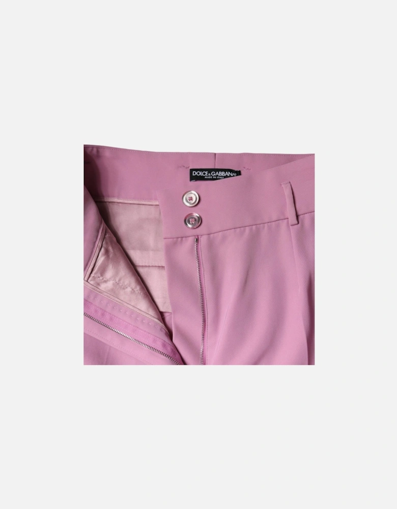 High Waist Tapered Pants with Logo Details Women - Pink Jeans