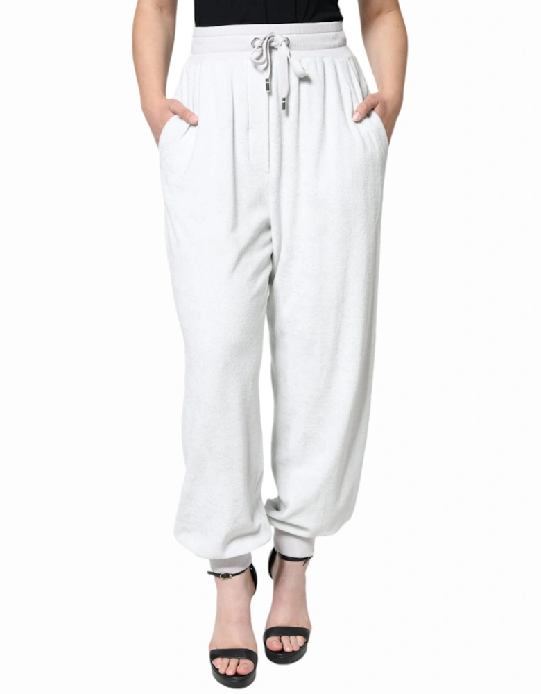 Mid Waisted Regular Fit Jogger Pants Women - White Jeans