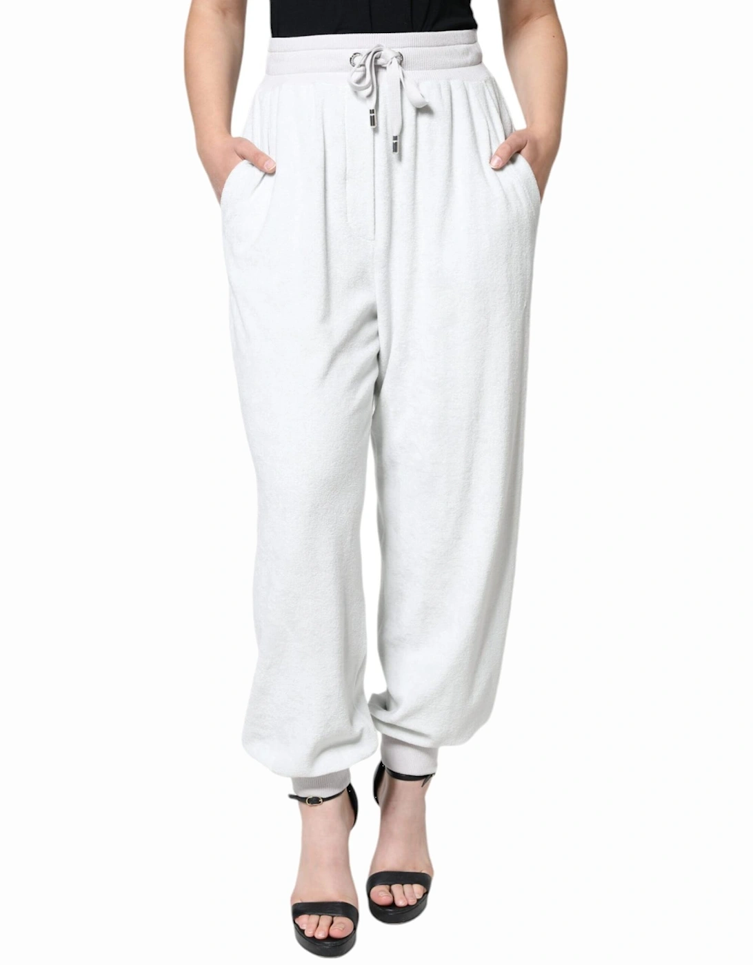 Mid Waisted Regular Fit Jogger Pants Women - White Jeans, 6 of 5