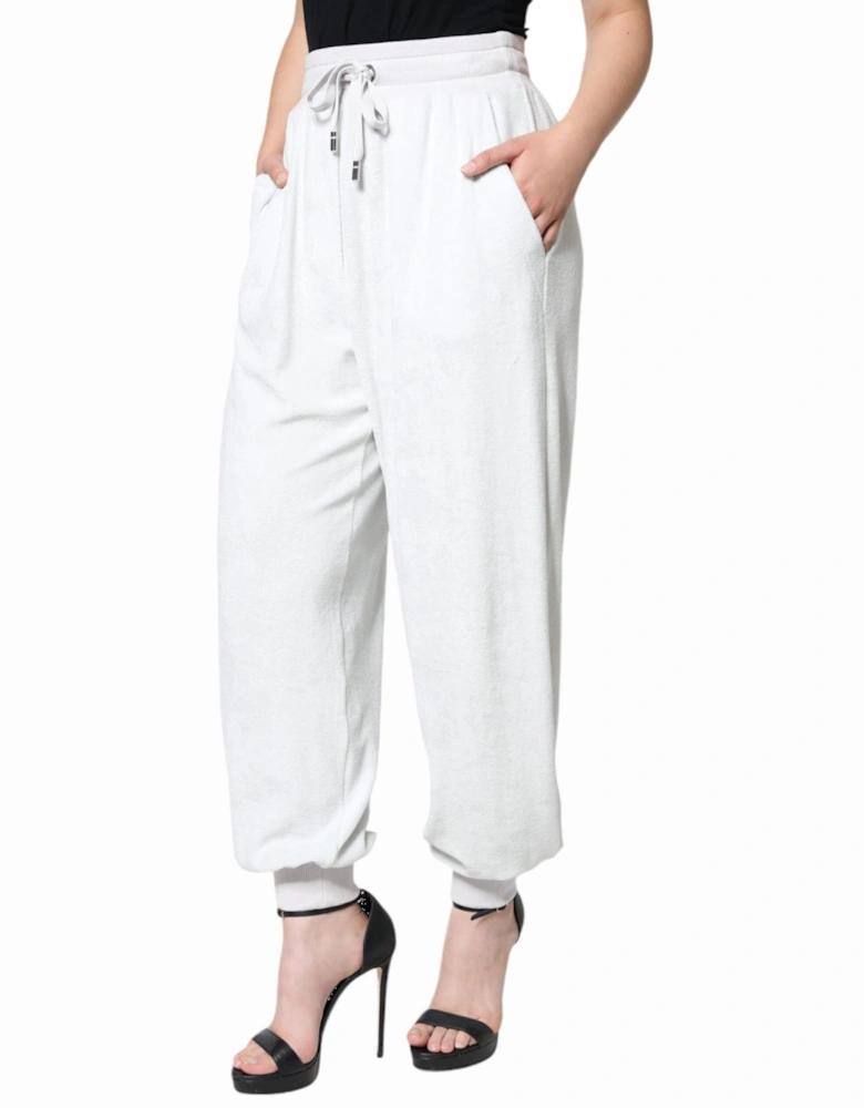 Mid Waisted Regular Fit Jogger Pants Women - White Jeans