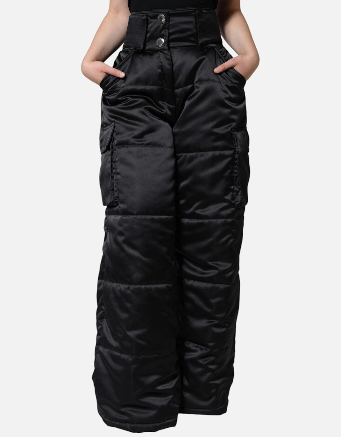 Quilted High Waist Boot Cut Pants Women - Black Jeans, 6 of 5