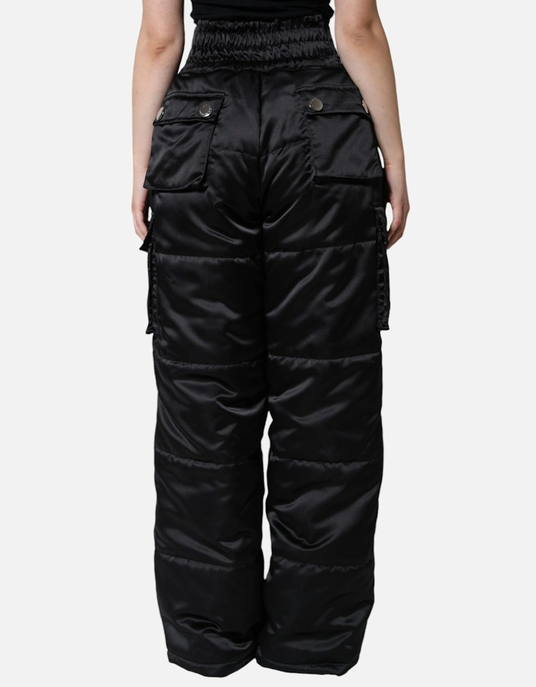 Quilted High Waist Boot Cut Pants Women - Black Jeans