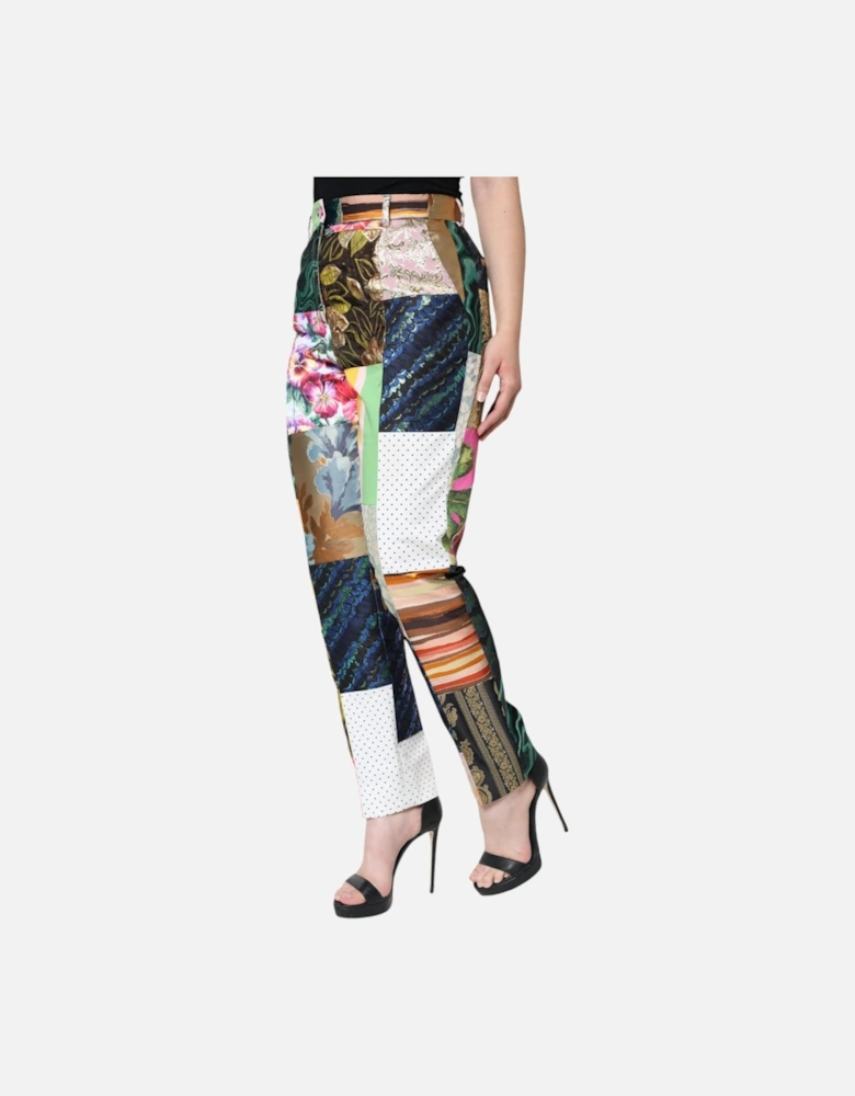 Patchwork High Waisted Tapered Pants Women - Multicolor Jeans