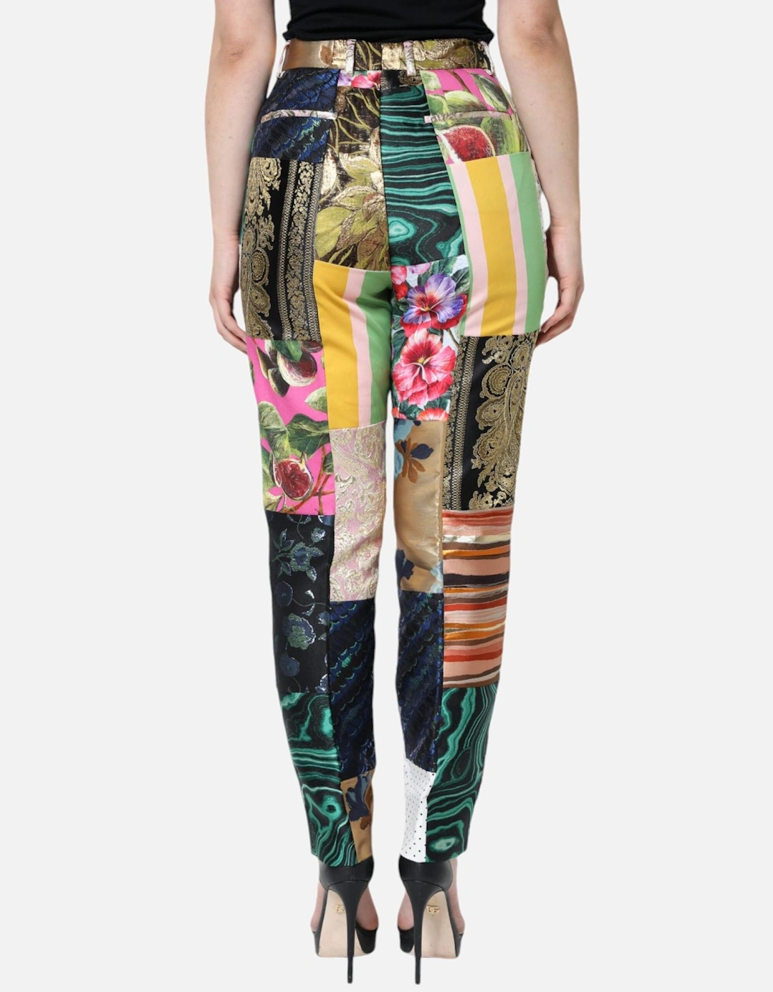 Patchwork High Waisted Tapered Pants Women - Multicolor Jeans