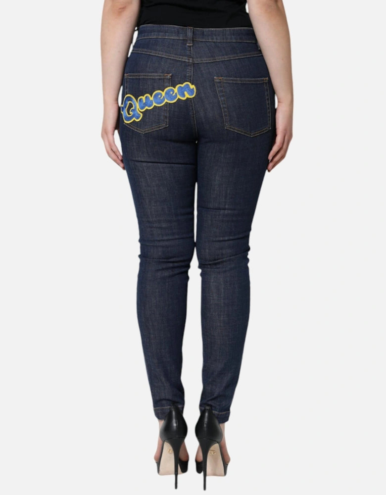 Mid Waist Regular Fit Skinny Jeans Women - Blue Jeans