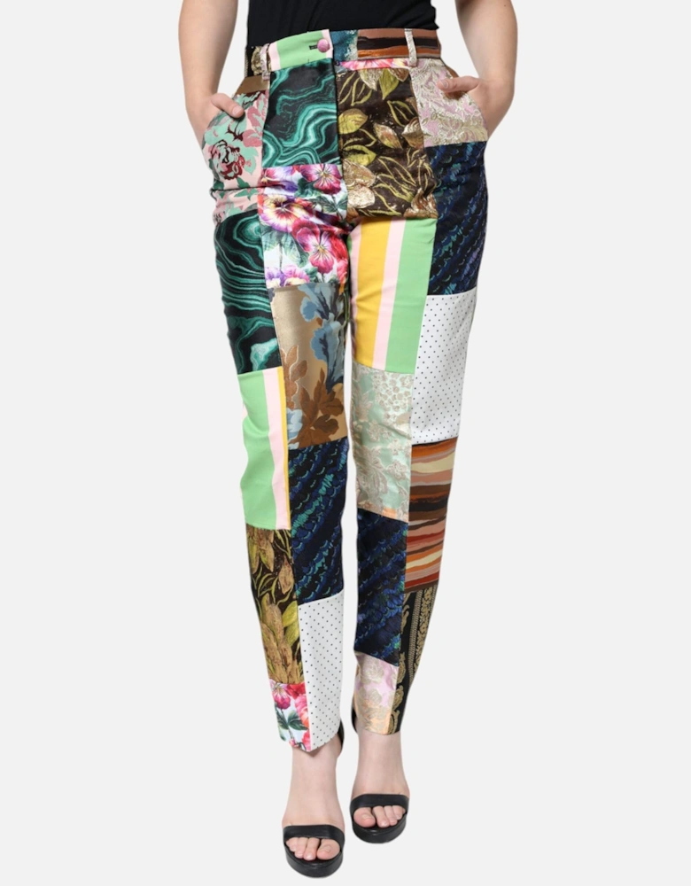 Patchwork High Waisted Tapered Pants Women - Multicolor Jeans