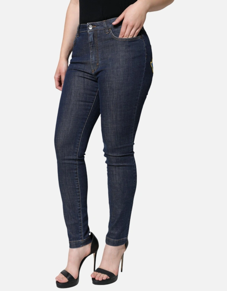 Mid Waist Regular Fit Skinny Jeans Women - Blue Jeans
