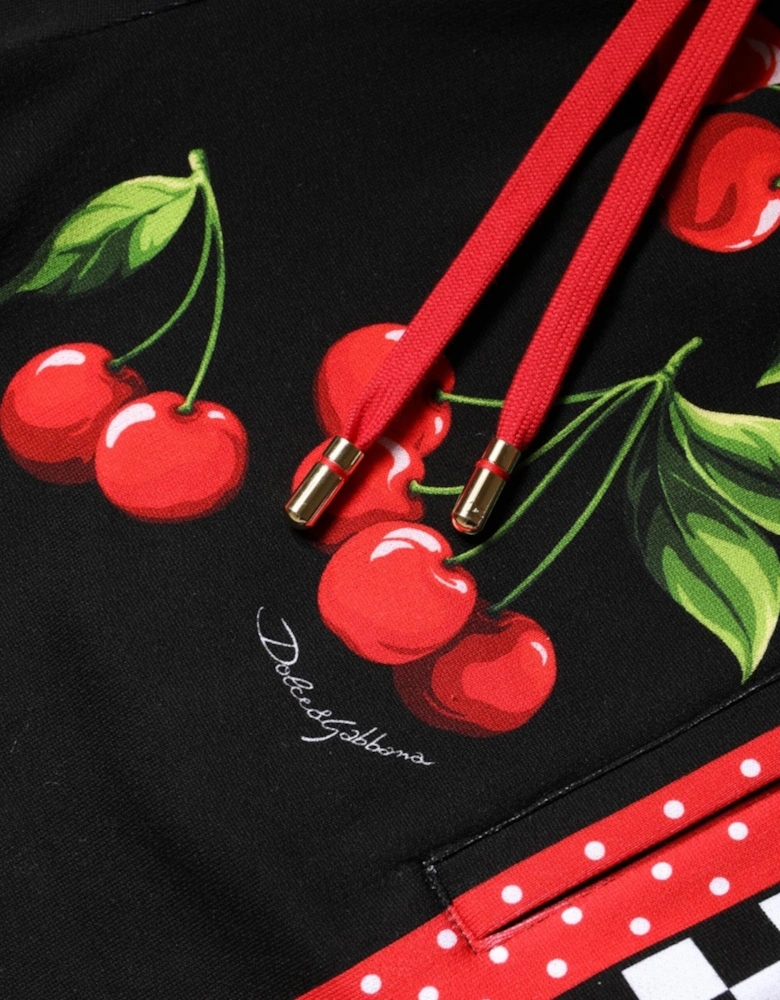Cherry Print Mid-Waisted Jogger Pants Women - Black And Red Jeans
