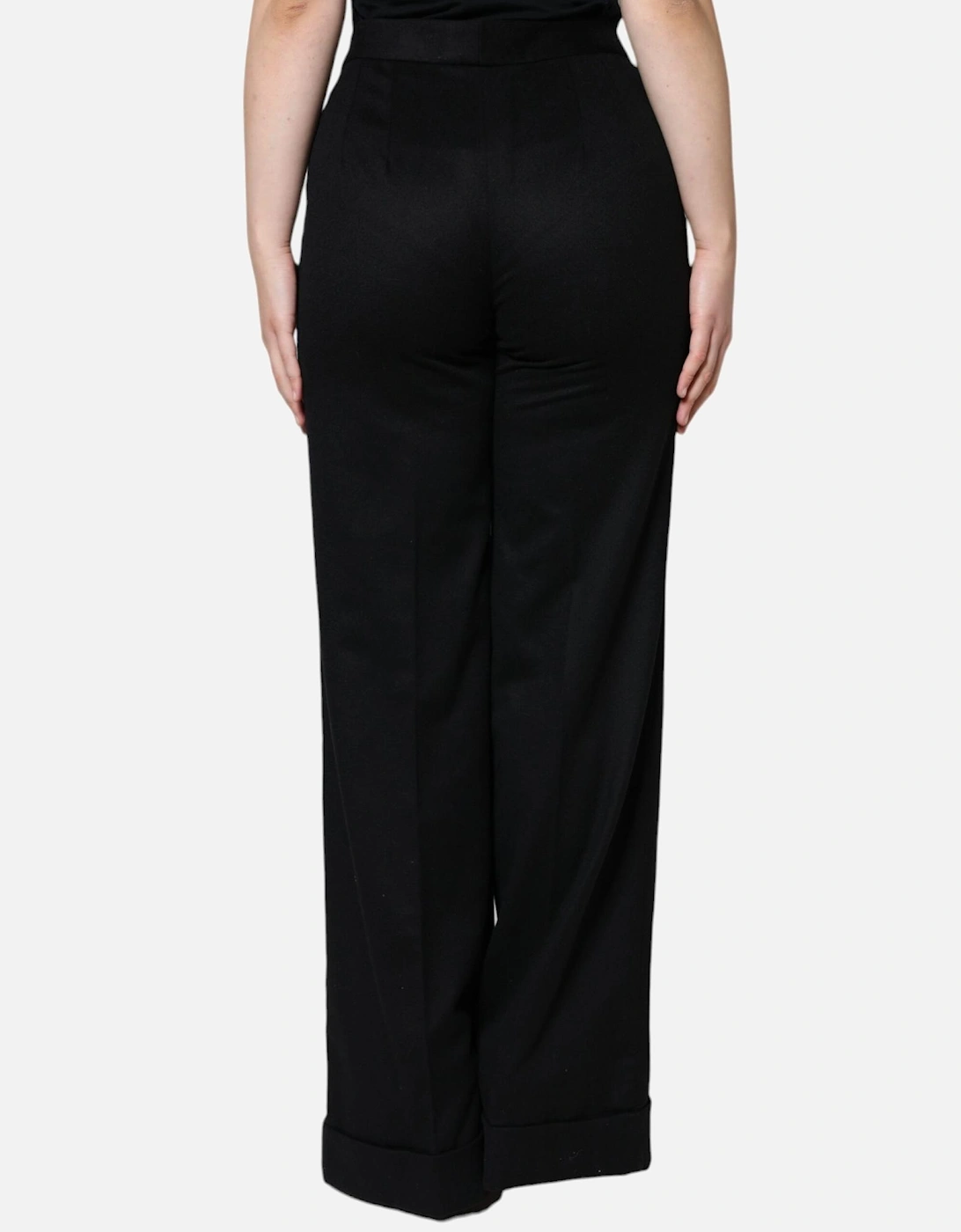 High Waist Cashmere Boot Cut Pants Women - Black Jeans