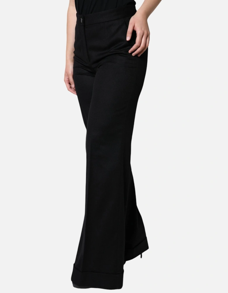 High Waist Cashmere Boot Cut Pants Women - Black Jeans
