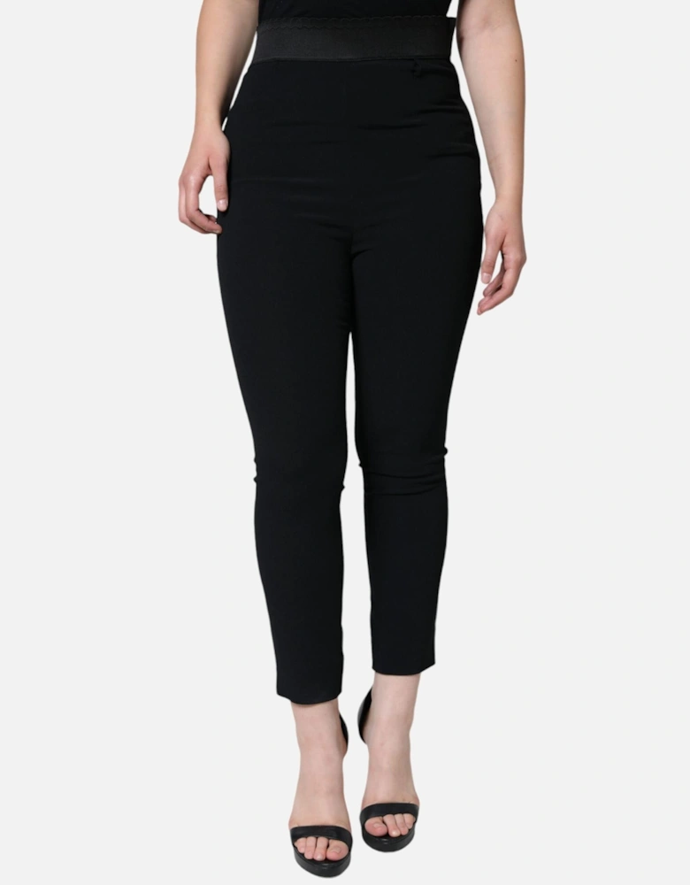 High Waist Tapered Pants with Zipper Closure Women - Black Jeans