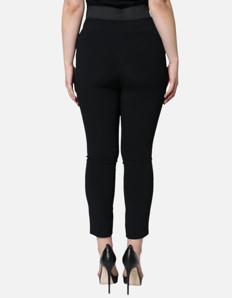 High Waist Tapered Pants with Zipper Closure Women - Black Jeans