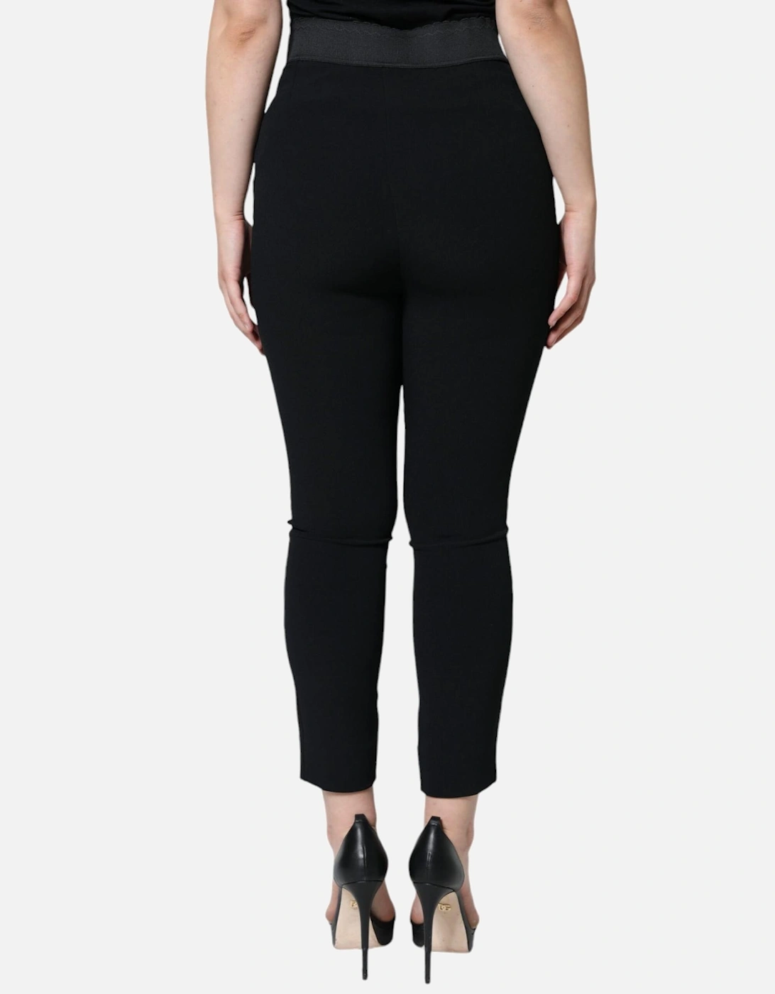High Waist Tapered Pants with Zipper Closure Women - Black Jeans