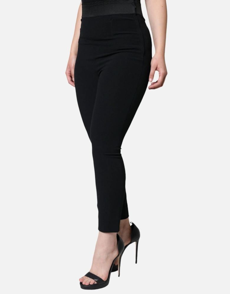 High Waist Tapered Pants with Zipper Closure Women - Black Jeans