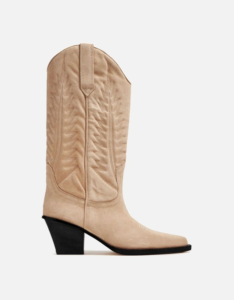 Beige Leather Boot Women