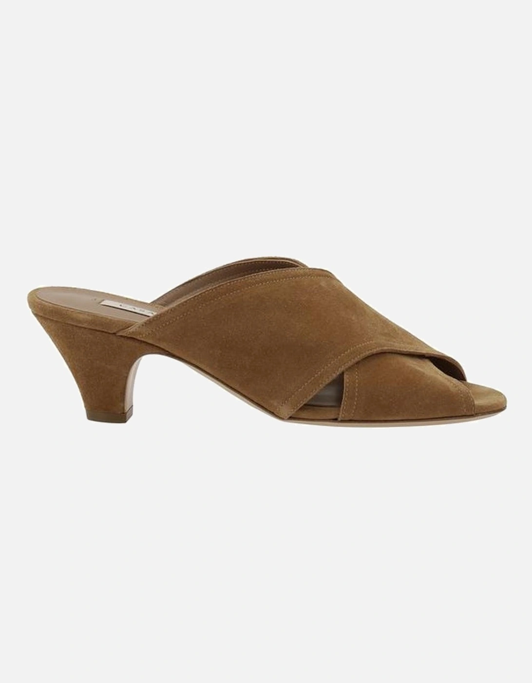 Suede Sandals with Kitten Heel and Crisscross Bands Women - Brown, 5 of 4
