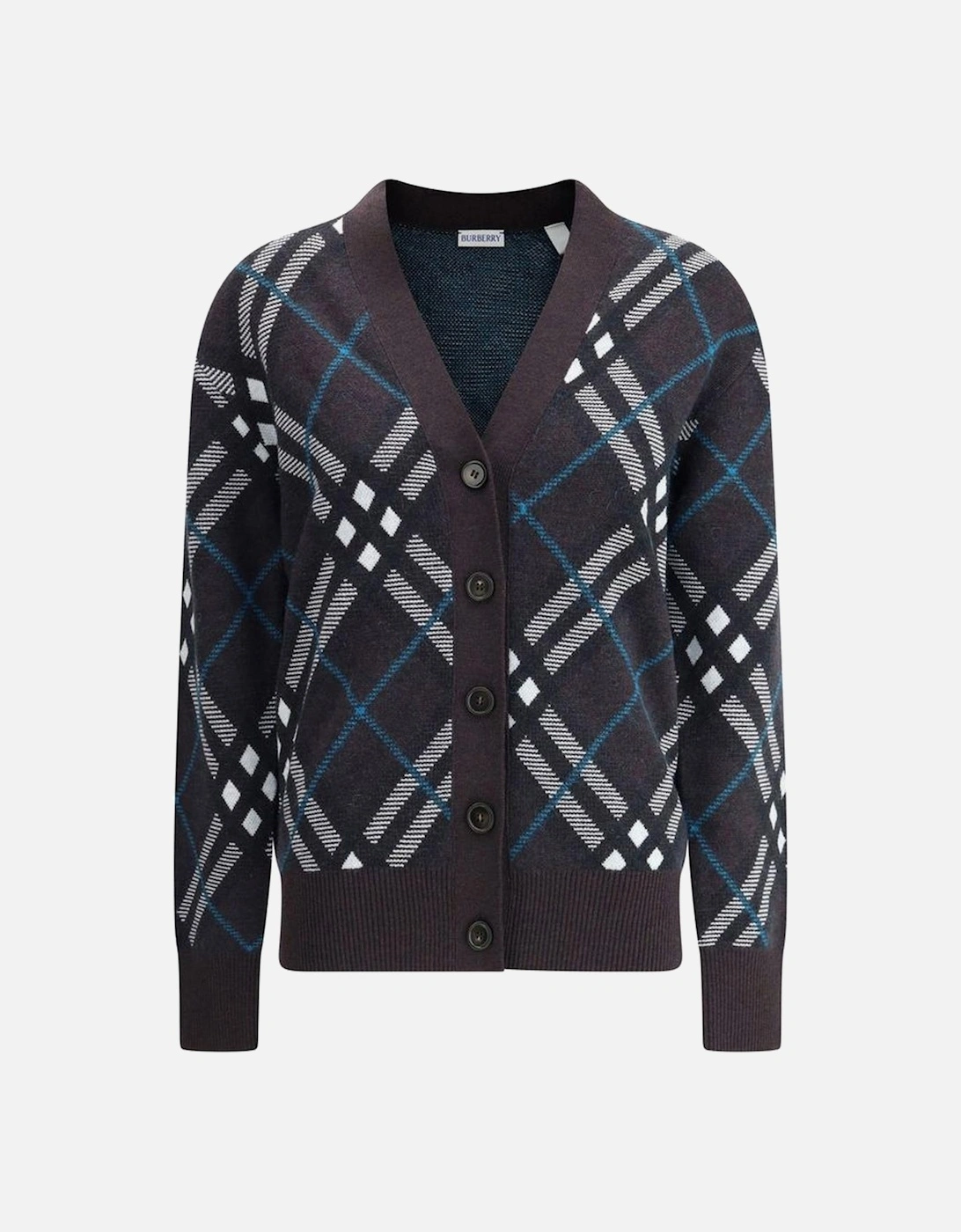 Wool Cardigan with Archivio Check and V-Neck Women - Brown Sweaters, 4 of 3
