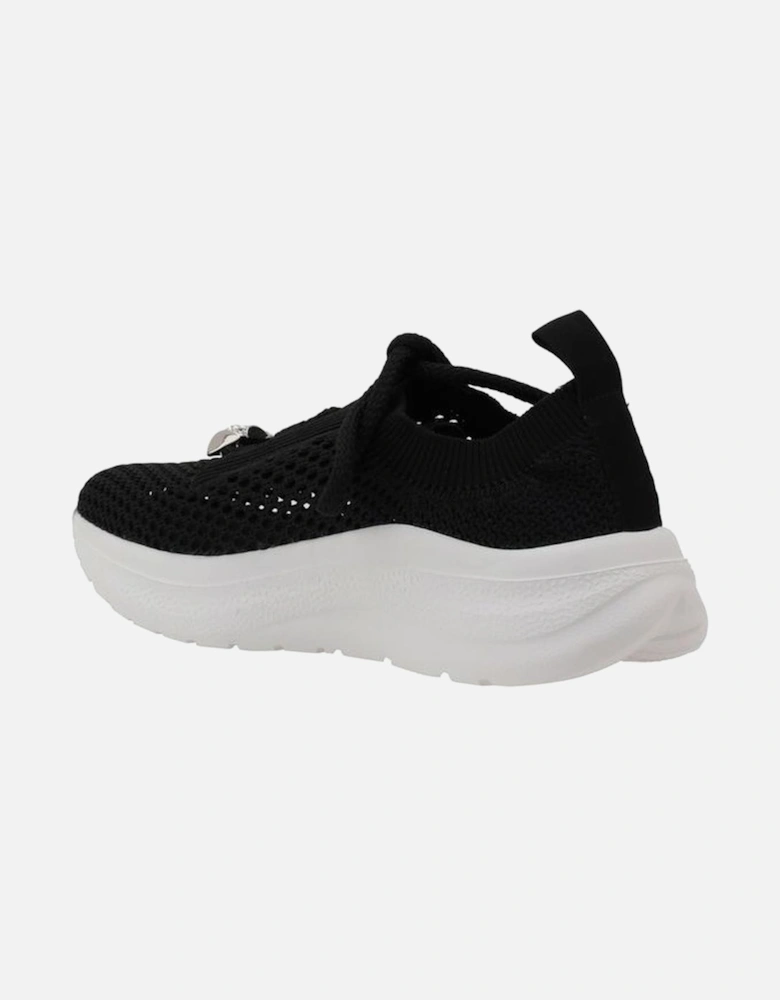 Knit Sneakers with Solitaire Embellishment Women - Black