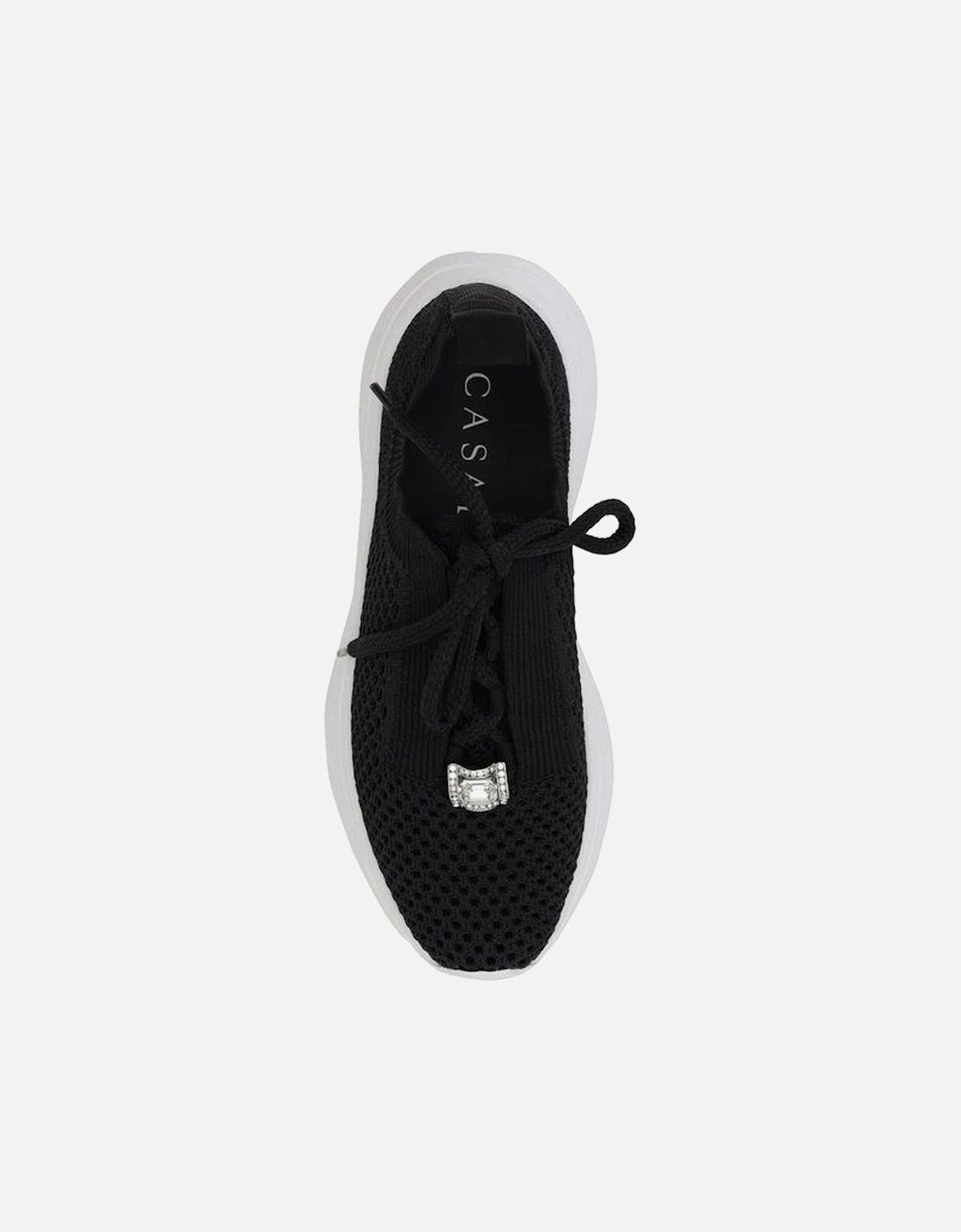 Knit Sneakers with Solitaire Embellishment Women - Black