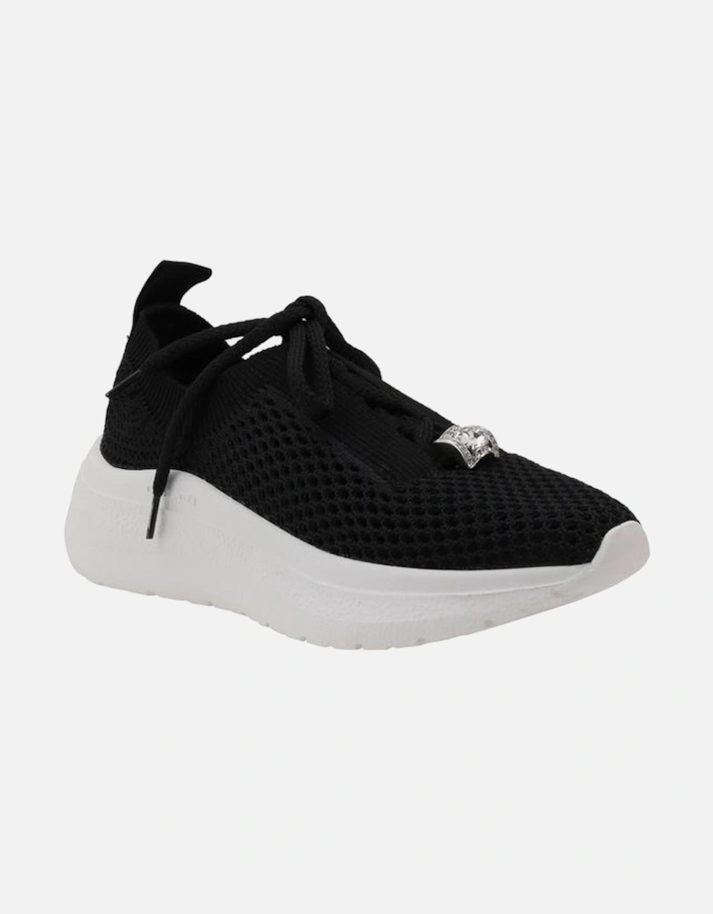 Knit Sneakers with Solitaire Embellishment Women - Black