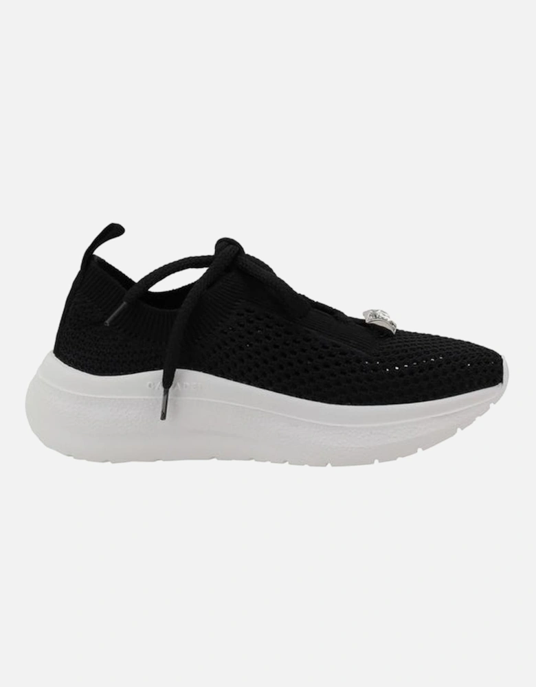 Knit Sneakers with Solitaire Embellishment Women - Black