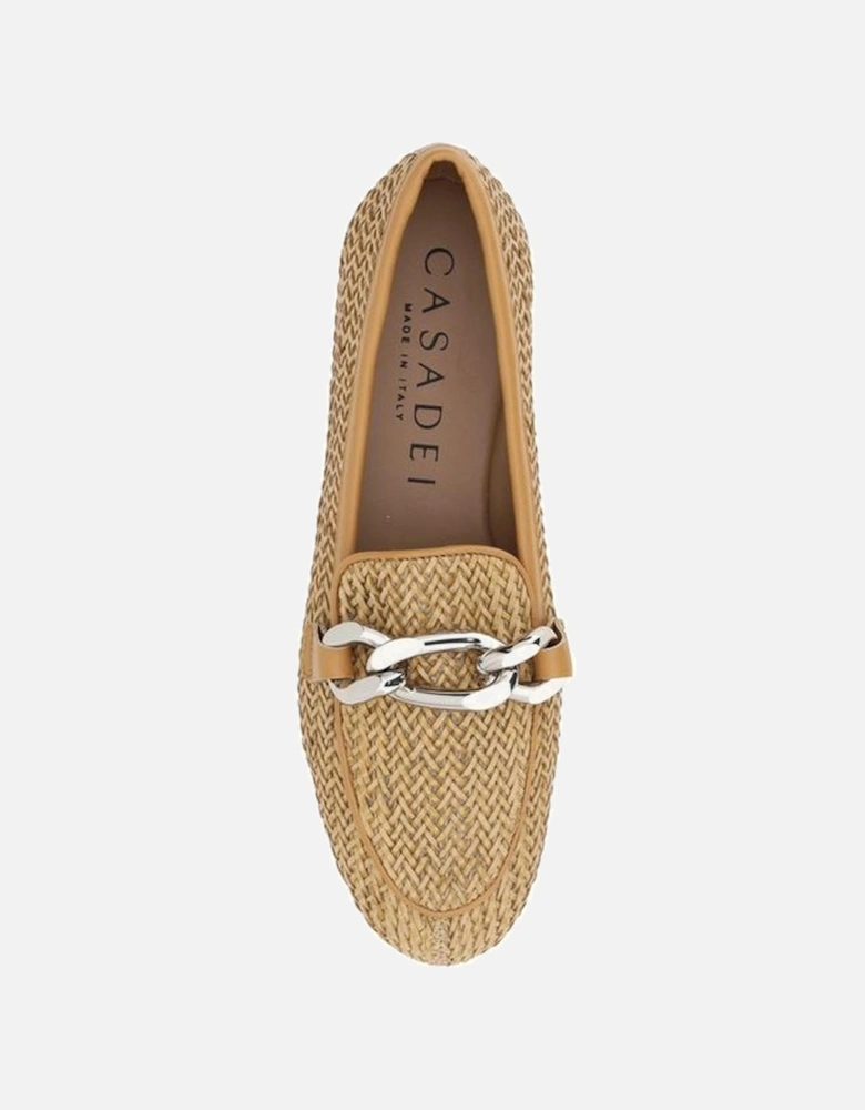 Woven leather Loafers Women - Beige Flats