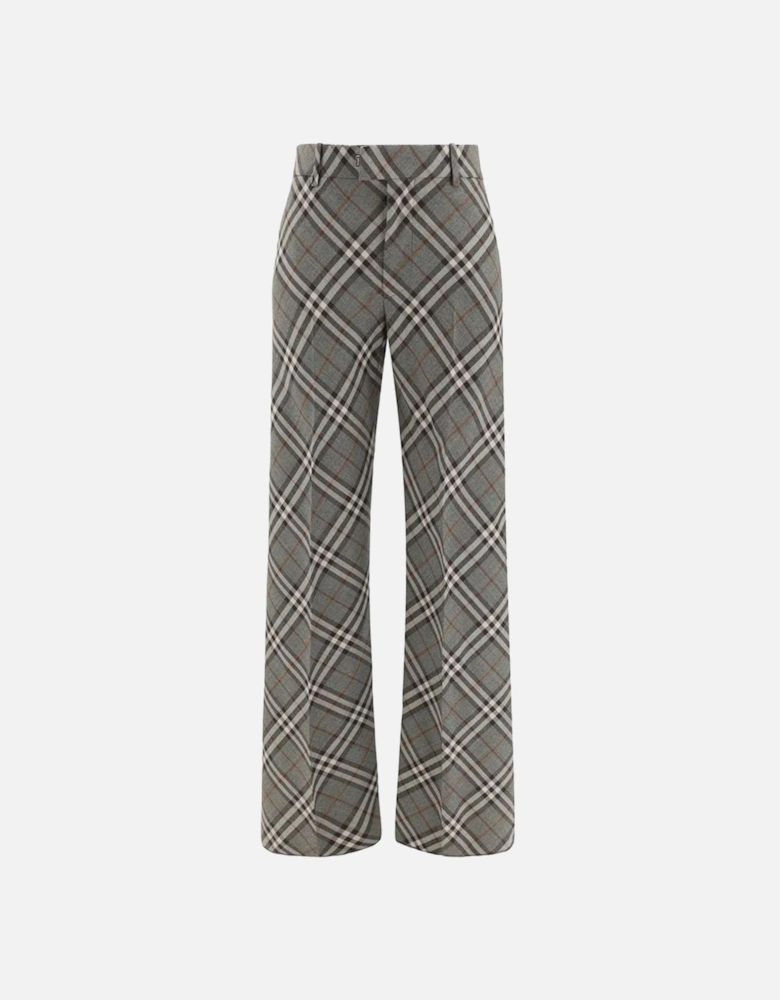 Archive Check Tailored Pants with Belt Loops Women - Gray Jeans