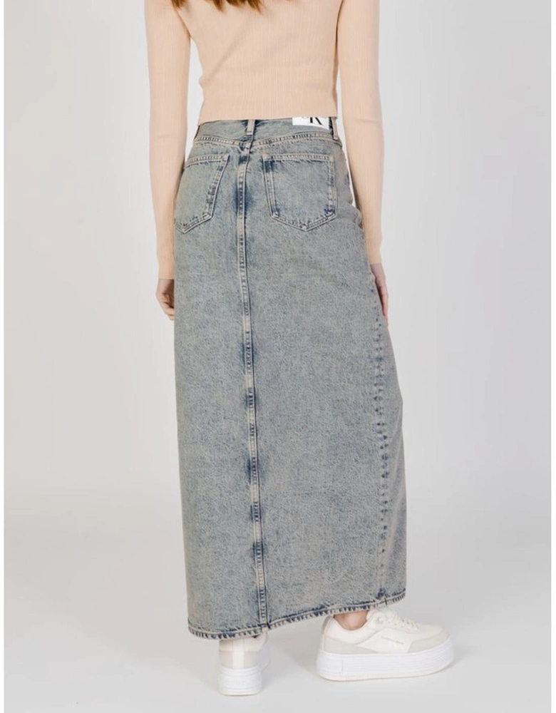 Womens Cotton Long Skirt - Blue