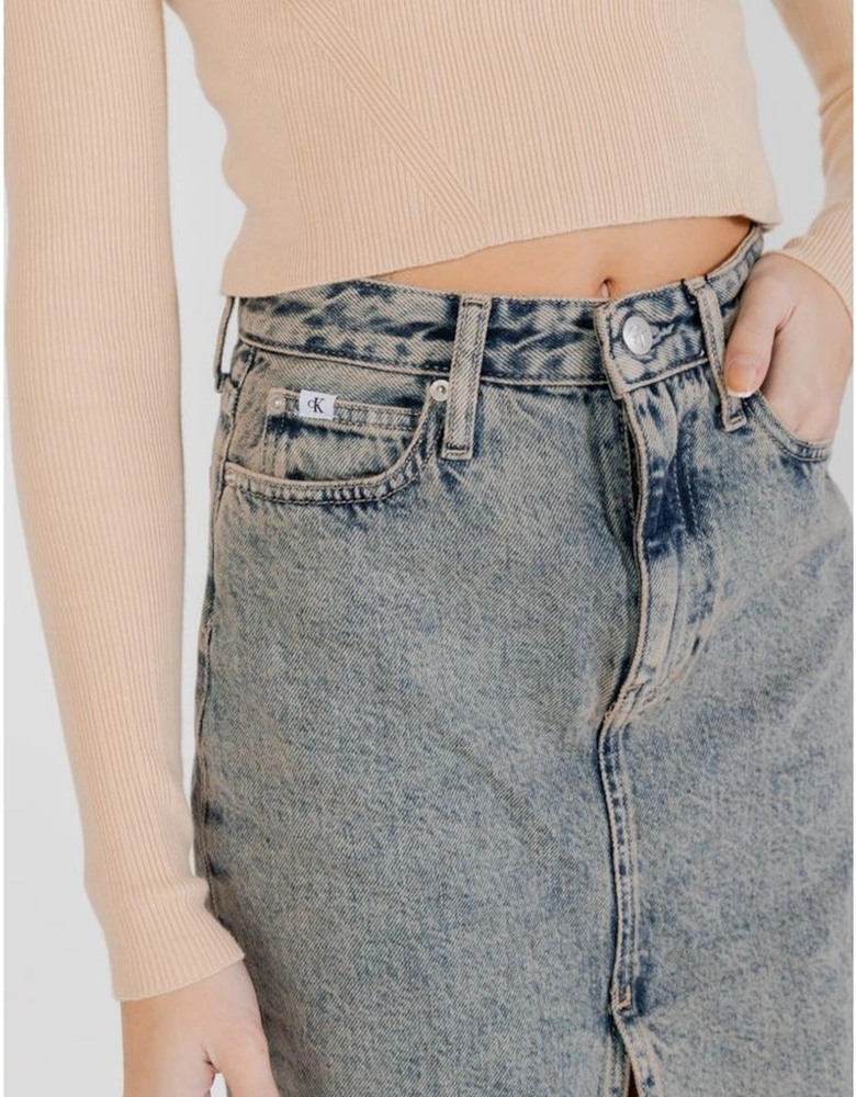 Womens Cotton Long Skirt - Blue