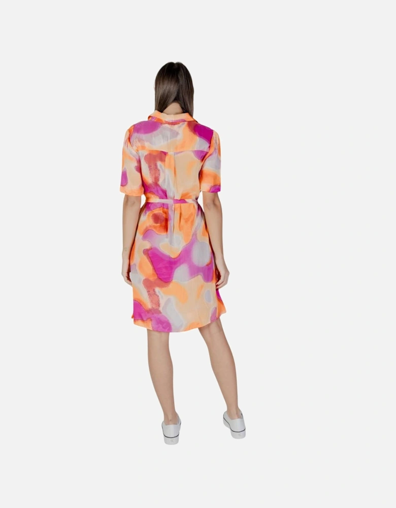 Cotton Midi Dress with Lace Detailing Women - Orange Dresses