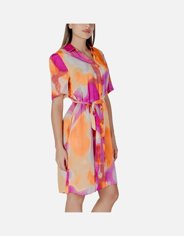 Cotton Midi Dress with Lace Detailing Women - Orange Dresses