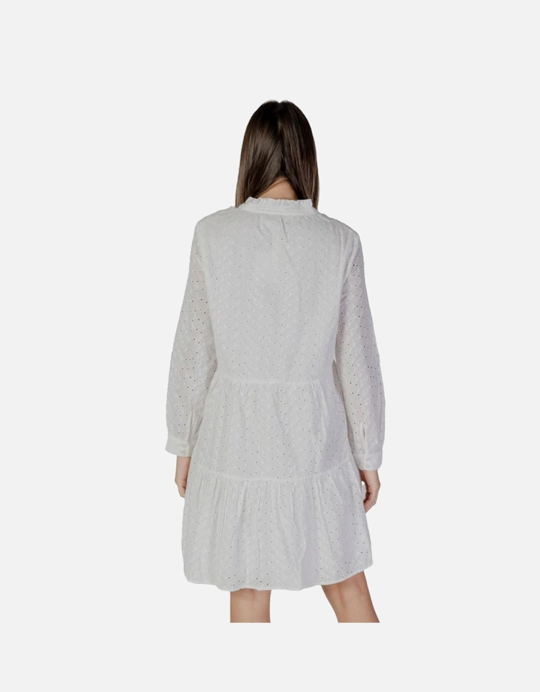 Cotton Midi Dress with Ruffled Hem Women - White Dresses