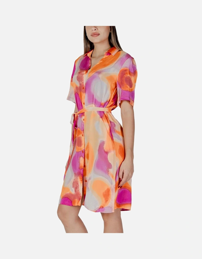 Cotton Midi Dress with Lace Detailing Women - Orange Dresses