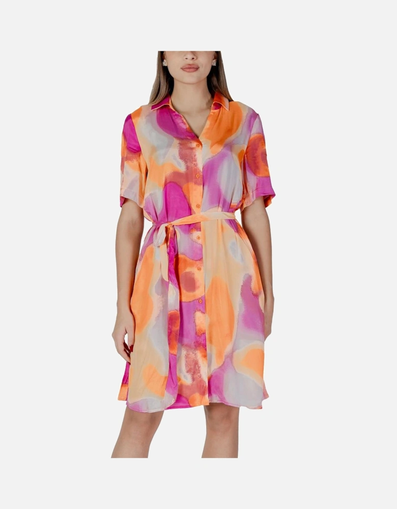 Cotton Midi Dress with Lace Detailing Women - Orange Dresses