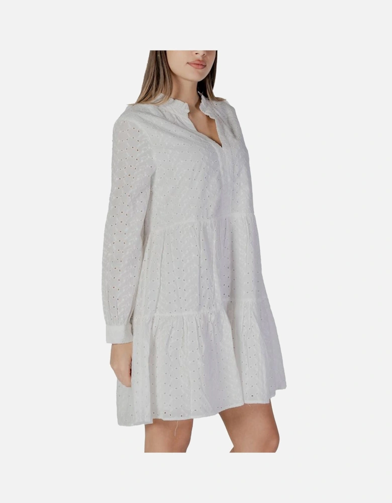 Cotton Midi Dress with Ruffled Hem Women - White Dresses