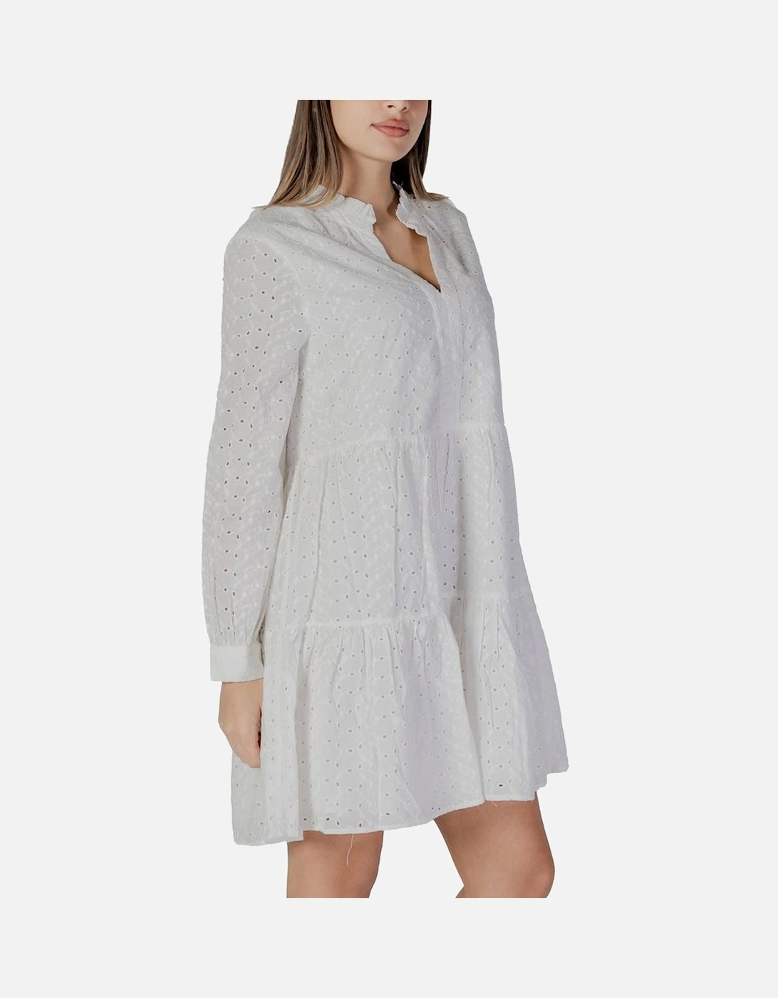 Cotton Midi Dress with Ruffled Hem Women - White Dresses