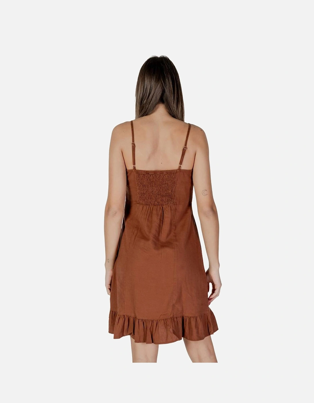 Linen-Blend Viscose Midi Dress Women - Brown Dresses