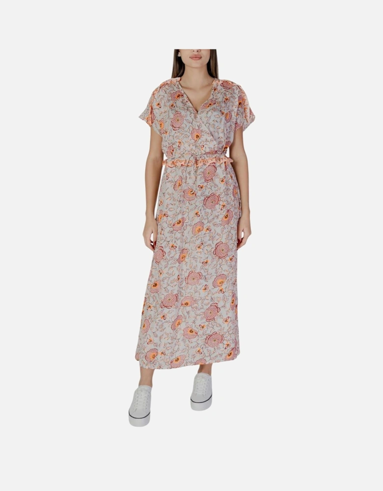 Cotton Midi Dress with Floral Embroidery Women - Multicolor Dresses