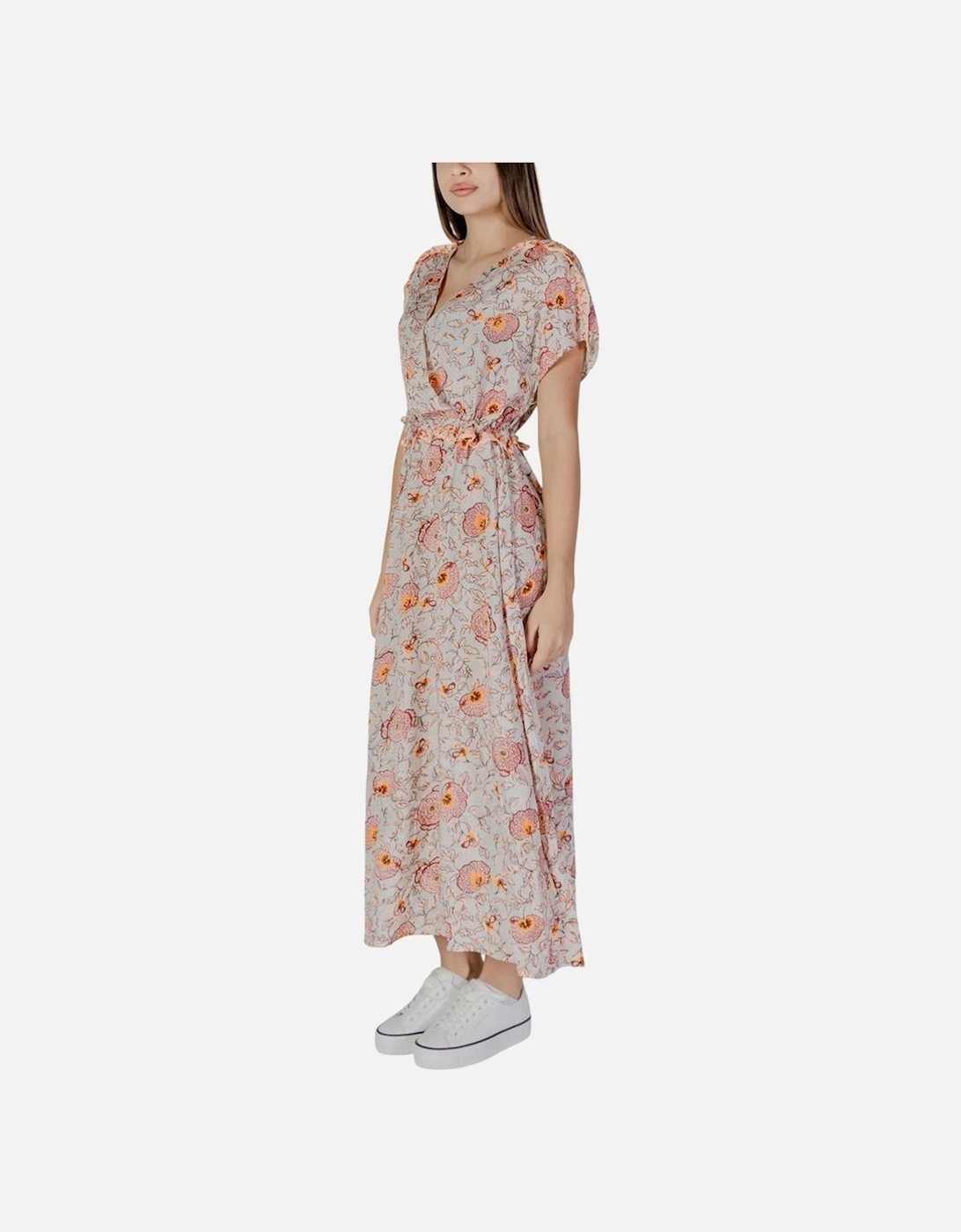Cotton Midi Dress with Floral Embroidery Women - Multicolor Dresses