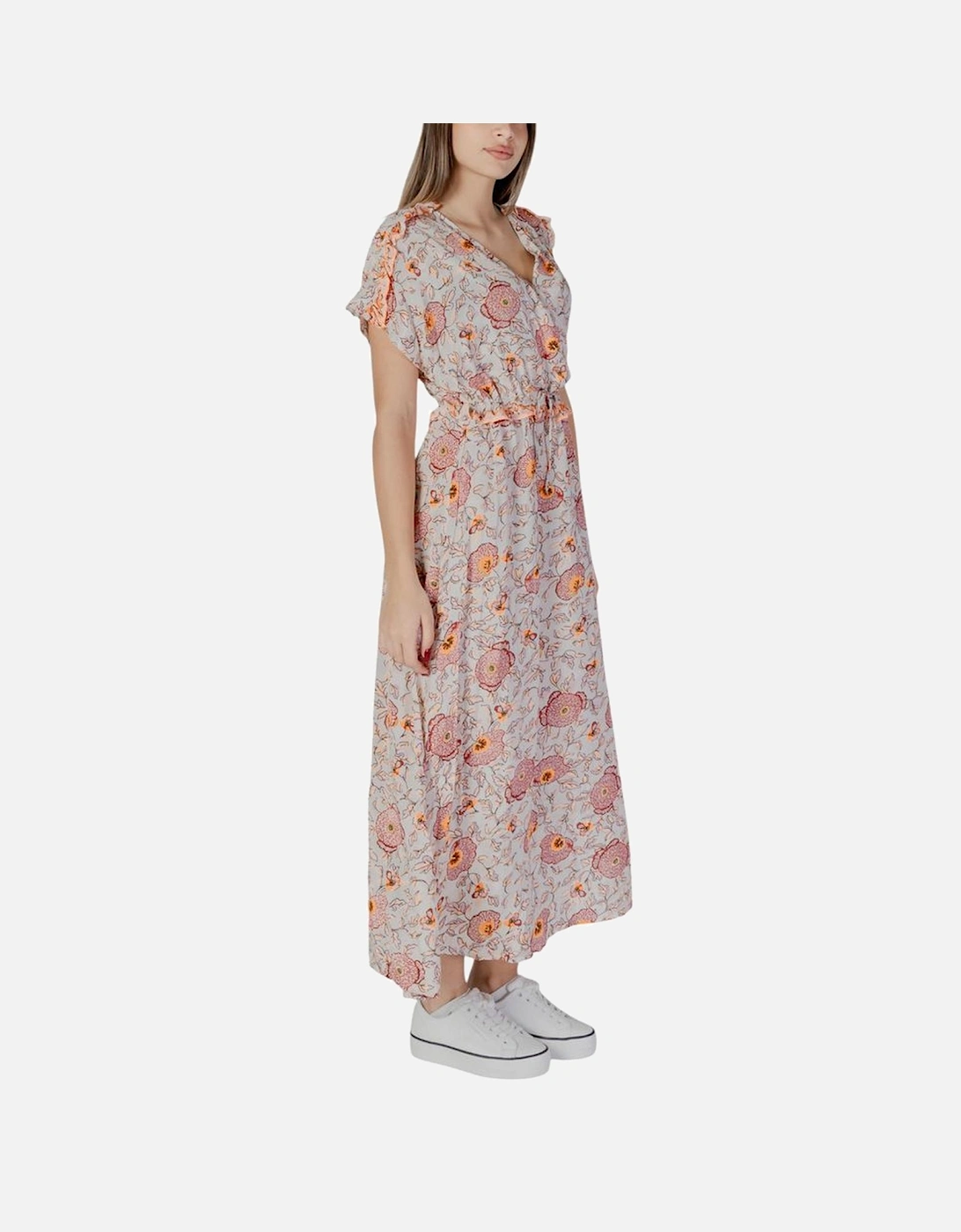 Cotton Midi Dress with Floral Embroidery Women - Multicolor Dresses